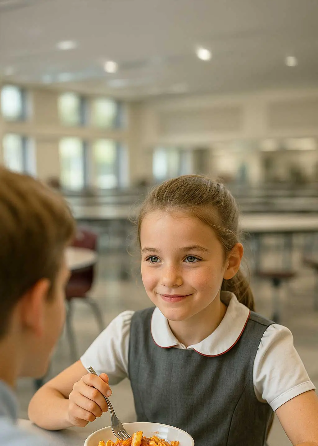 Children having lunch in cafeteria